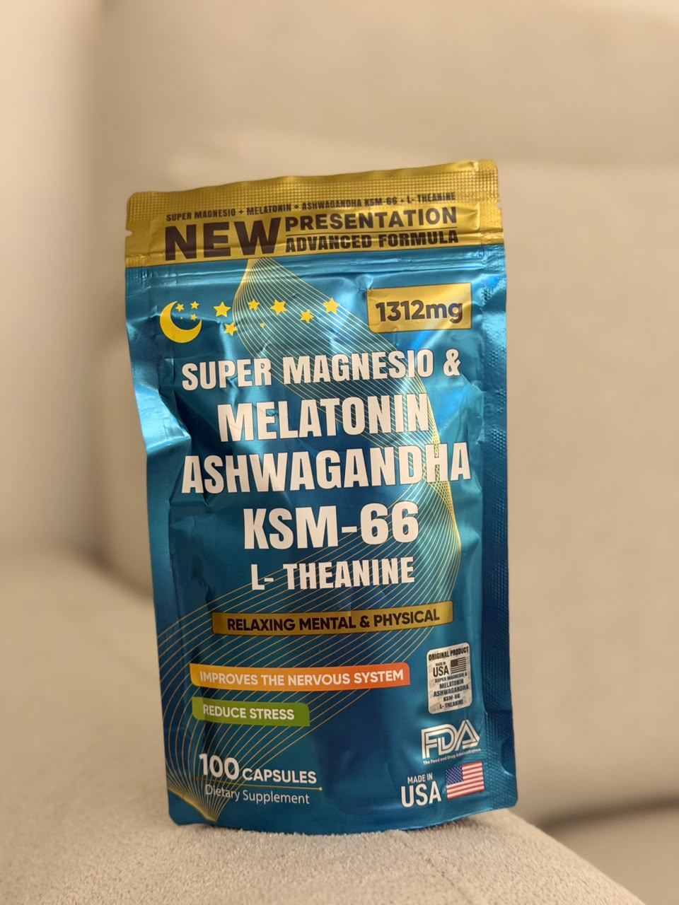 SUPER MAGNESIO & MELATONIN ASHWAGANDHA KSM-66 100 CASPSULAS