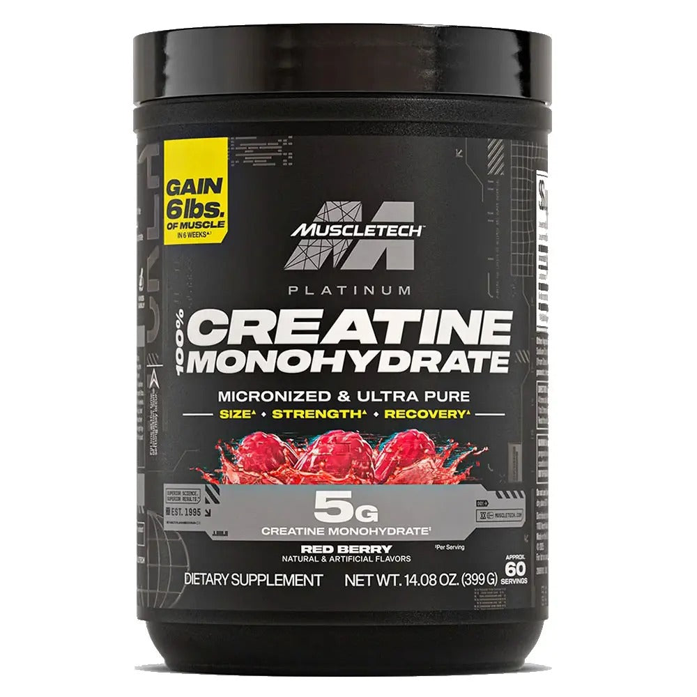 MuscleTech Platinum 100% Creatine Monohydrate Red Berry - 399g (60 Servicios)