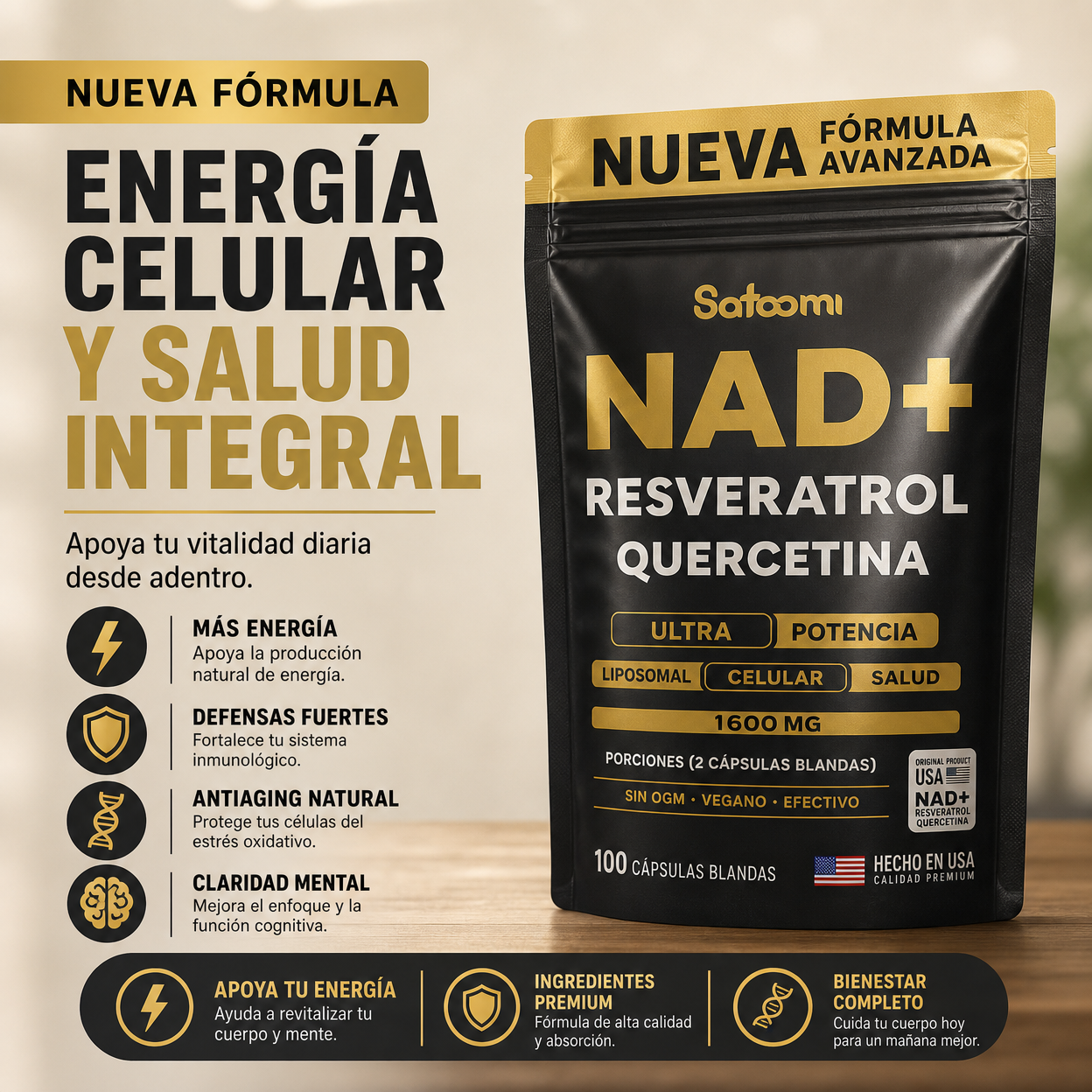 NAD+RESVERATROL QUERCETINA